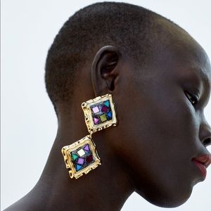 Zara Jewelry - Zara Colorful Mirror Pendant Clip-On Earrings Zara Jewelry - Zara Colorful Mirror Pendant Clip-On Earrings